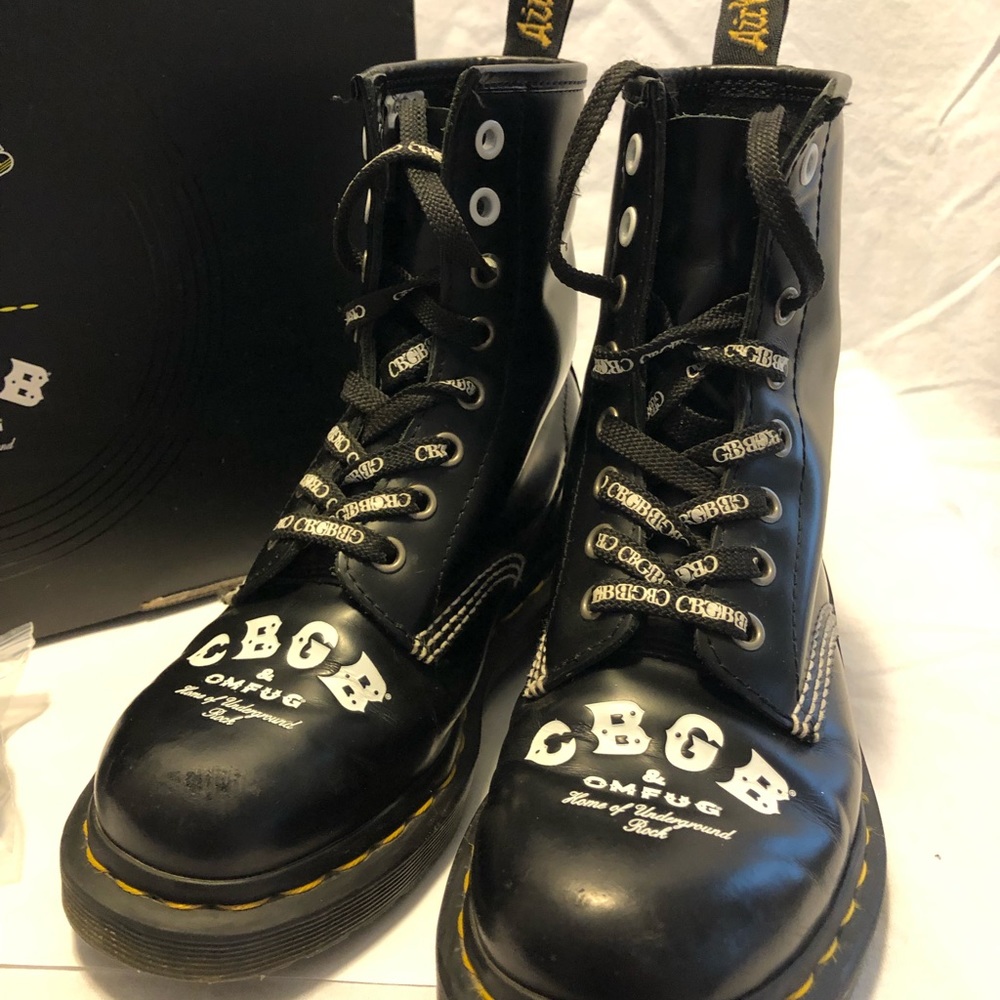 Black Dr. Martens 1460 limited edition CBGB boot. Women’s 5 or men’s 4.